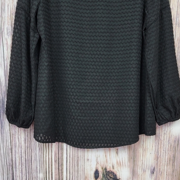 ISAAC Mizrahi Black Ladder Lace Dot Detail Blouse - Picture 8 of 14